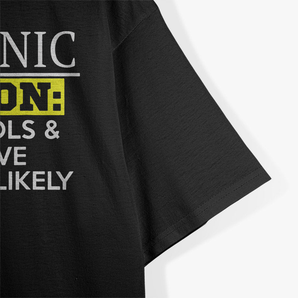 Funny Mechanic Caution Flying Tools Humor Graphic T-Shirt