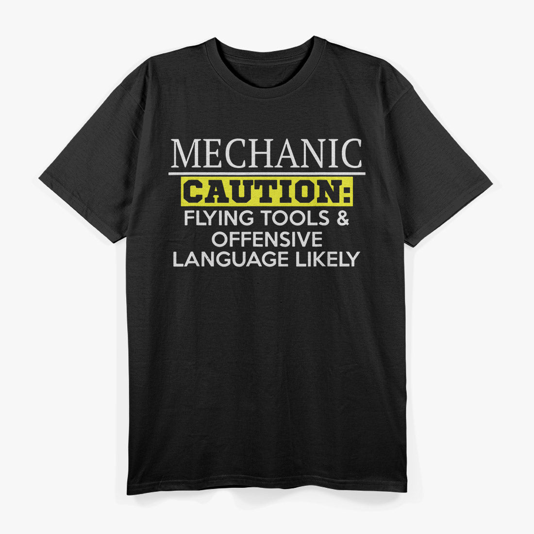 Funny Mechanic Caution Flying Tools Humor Graphic T-Shirt