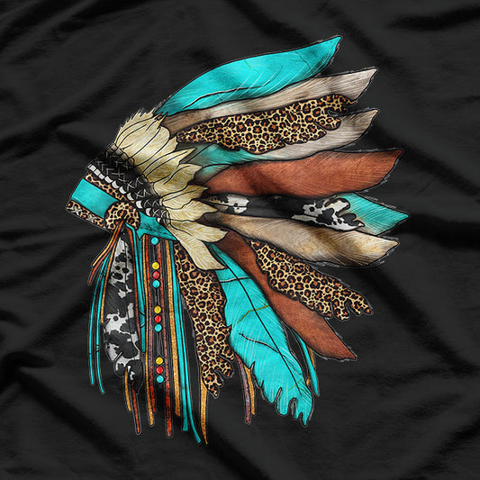Indigenous Headdress Inspired Tribal Heritage Art T-Shirt