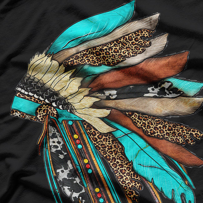 Indigenous Headdress Inspired Tribal Heritage Art T-Shirt