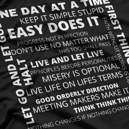 Recovery Slogans One Day at a Time Inspirational Sobriety T-Shirt