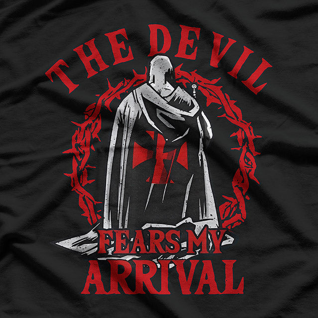 Templar Knight Crusader – Armor Costume Style with Bold Warrior Quote T-Shirt