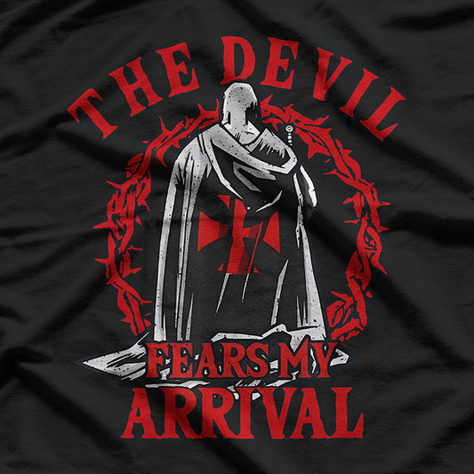 Templar Knight Crusader – Armor Costume Style with Bold Warrior Quote T-Shirt