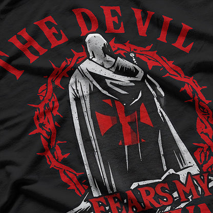 Templar Knight Crusader – Armor Costume Style with Bold Warrior Quote T-Shirt