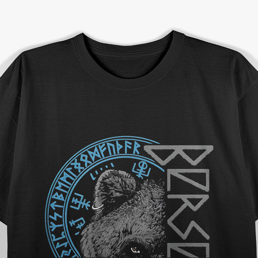 Fierce Bear Warrior Guided by Nordic Runes and Viking Spirit T-Shirt