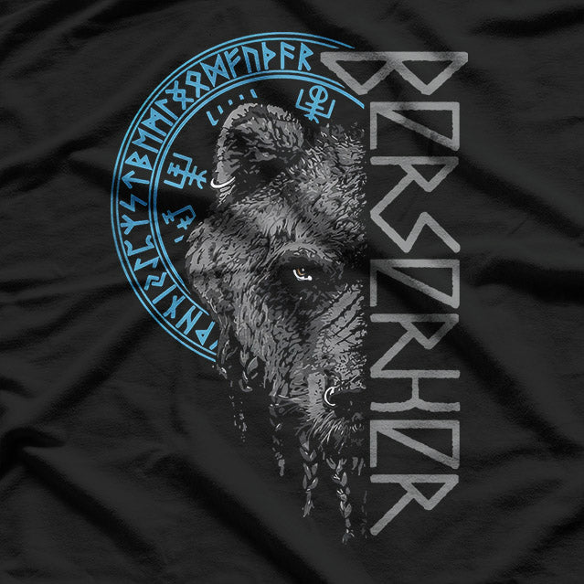 Fierce Bear Warrior Guided by Nordic Runes and Viking Spirit T-Shirt