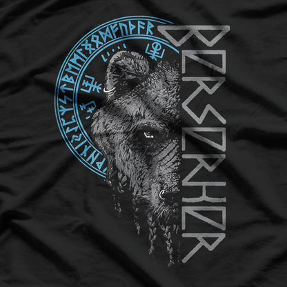 Fierce Bear Warrior Guided by Nordic Runes and Viking Spirit T-Shirt