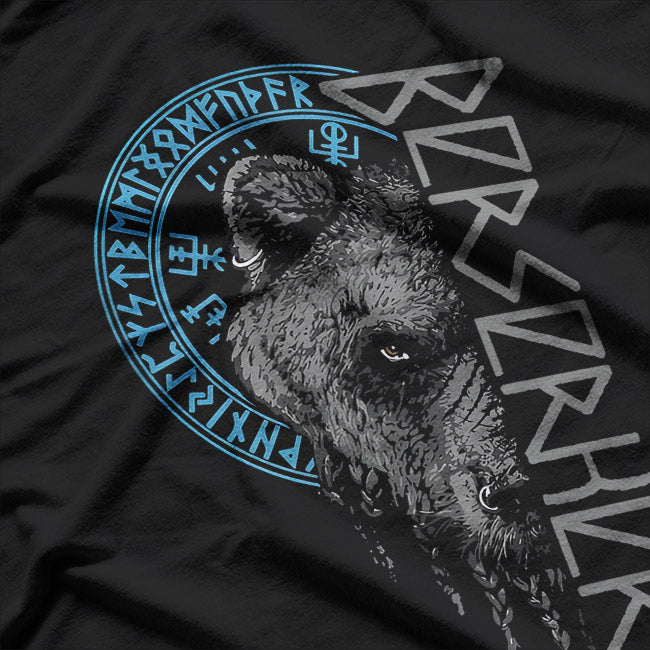 Fierce Bear Warrior Guided by Nordic Runes and Viking Spirit T-Shirt