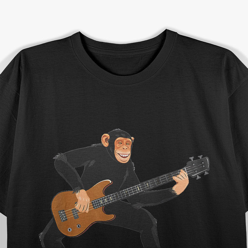 Chimp Playing Electric Bass - Funny Monkey Vibes T-Shirt