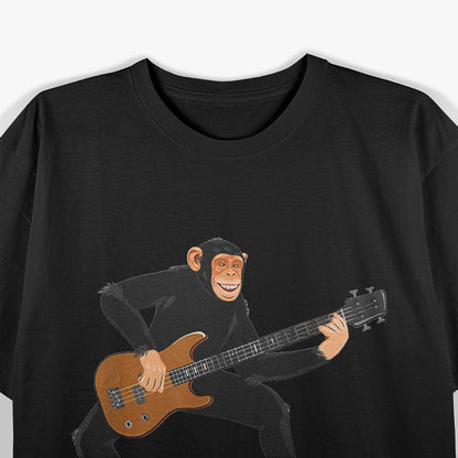 Chimp Playing Electric Bass - Funny Monkey Vibes T-Shirt