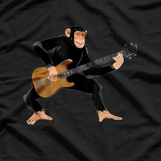 Chimp Playing Electric Bass - Funny Monkey Vibes T-Shirt