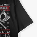 Deck the Halls With Skulls – Funny Viking Christmas Graphic T-Shirt