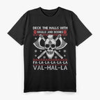Deck the Halls With Skulls – Funny Viking Christmas Graphic T-Shirt