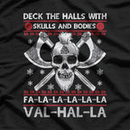 Deck the Halls With Skulls – Funny Viking Christmas Graphic T-Shirt