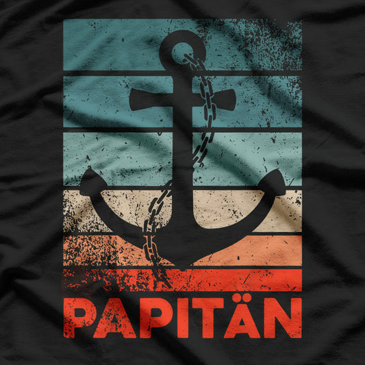 Papitän Papa Lustiges Retro Vatertag Geschenk T-Shirt