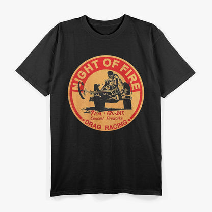 Retro Drag Racing Night of Fire Motorsport Graphic T-shirt