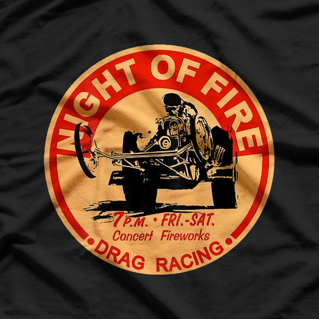 Retro Drag Racing Night of Fire Motorsport Graphic T-shirt