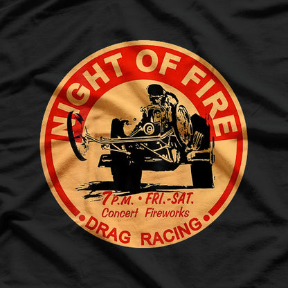 Retro Drag Racing Night of Fire Motorsport Graphic T-shirt