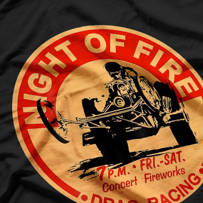 Retro Drag Racing Night of Fire Motorsport Graphic T-shirt