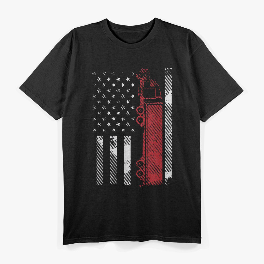 US American Flag Semi Truck Driver 18 Wheeler Trucker Gift T-Shirt