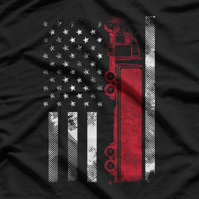 US American Flag Semi Truck Driver 18 Wheeler Trucker Gift T-Shirt