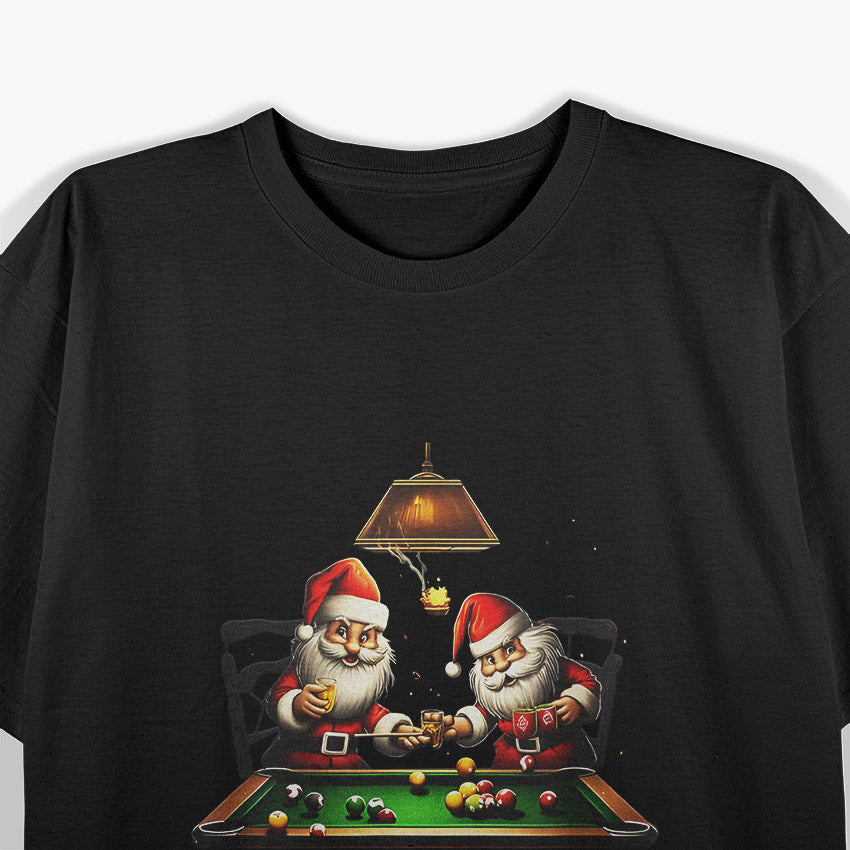 Santa Playing Billiards - Festive Holiday Fun T-Shirt