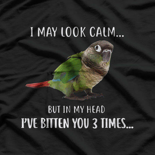 Calm Green Cheek Conure Parrot Lover T-Shirt