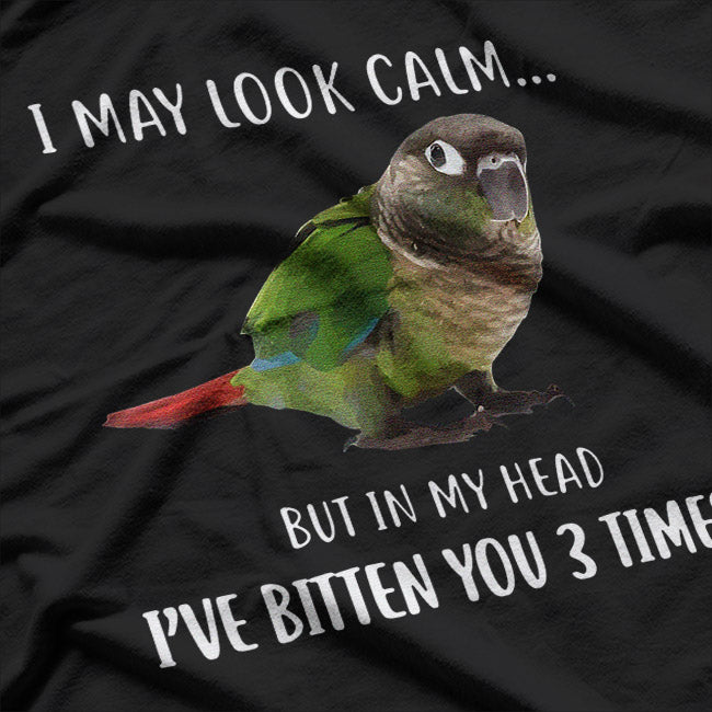 Calm Green Cheek Conure Parrot Lover T-Shirt