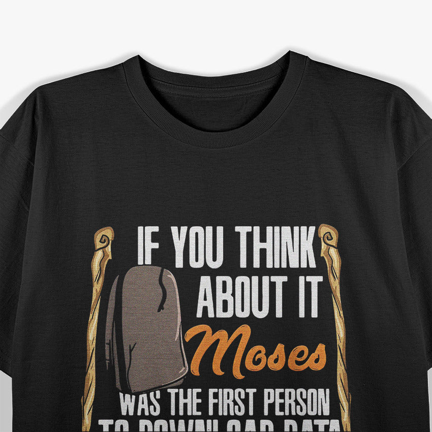 Moses First Tablet Funny Religious Bible Humor Graphic T-Shirt