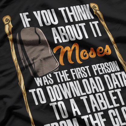 Moses First Tablet Funny Religious Bible Humor Graphic T-Shirt