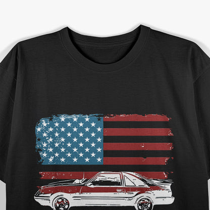 American Car Enthusiast Vintage Muscle Classic Auto Flag T-Shirt