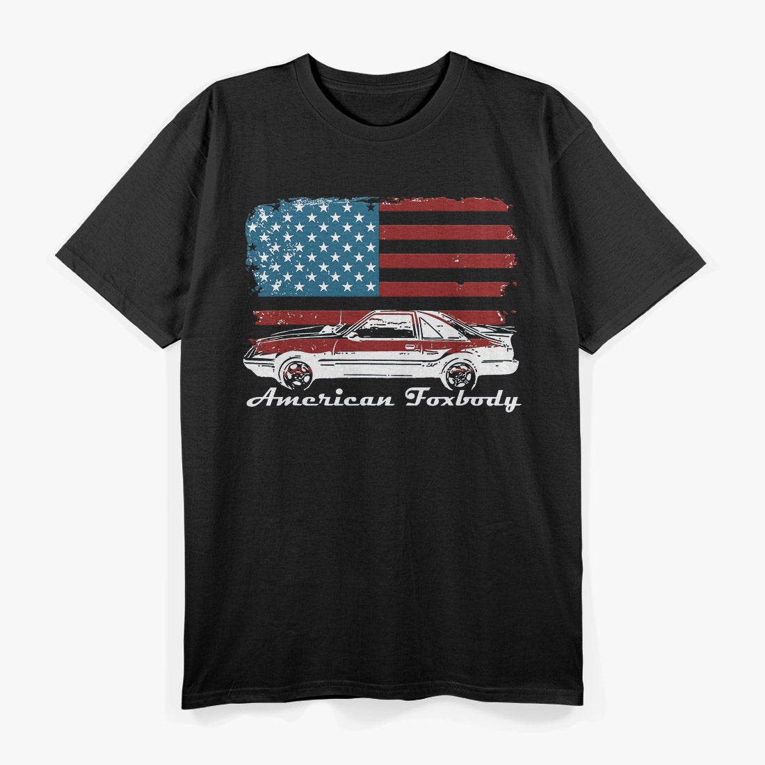 American Car Enthusiast Vintage Muscle Classic Auto Flag T-Shirt