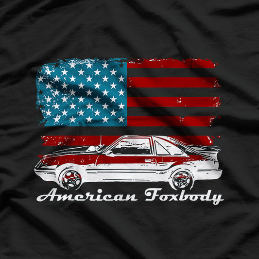 American Car Enthusiast Vintage Muscle Classic Auto Flag T-Shirt