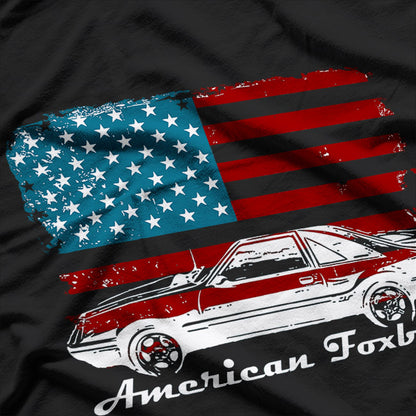 American Car Enthusiast Vintage Muscle Classic Auto Flag T-Shirt