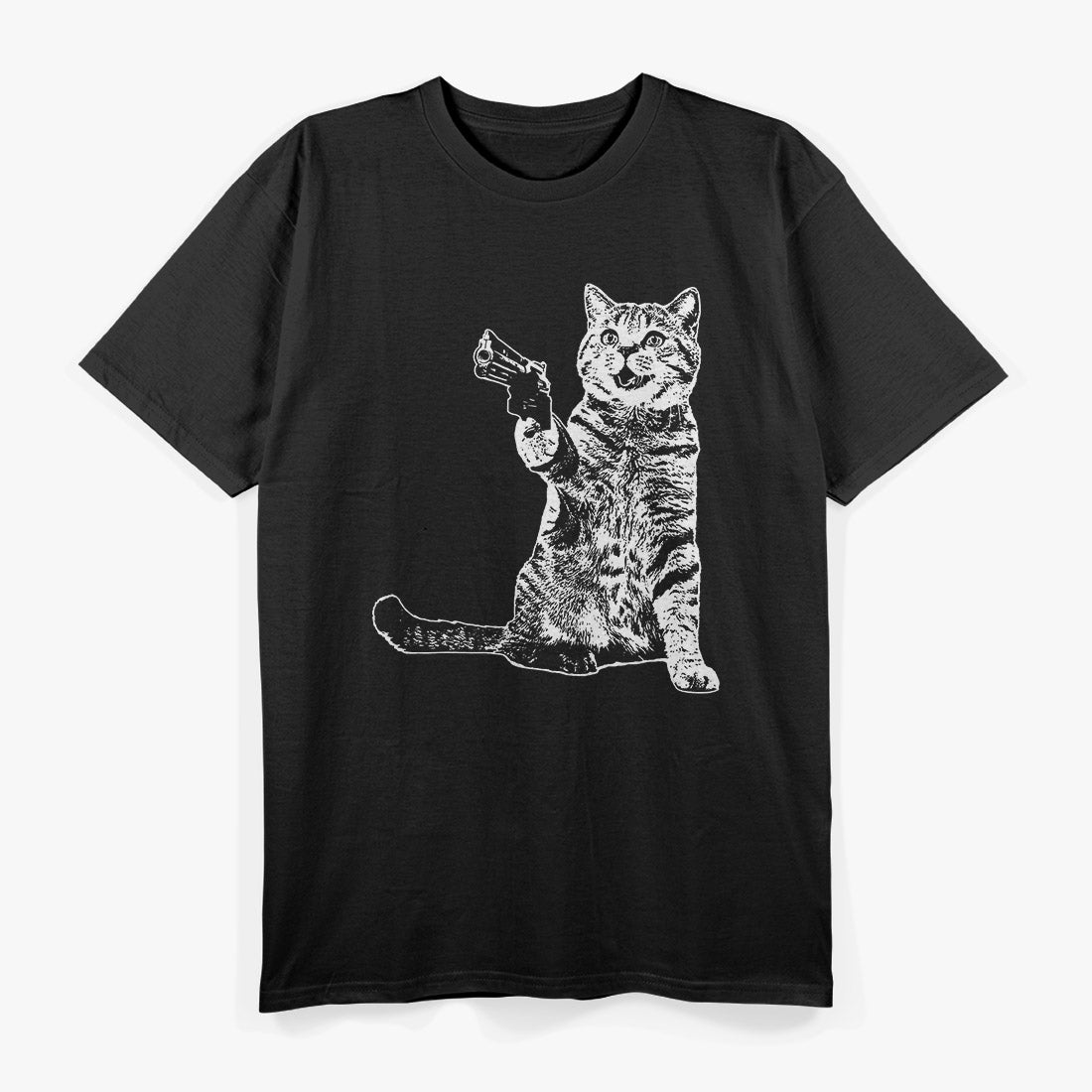 Funny Cat with Gun Sarcastic Humor T-Shirt