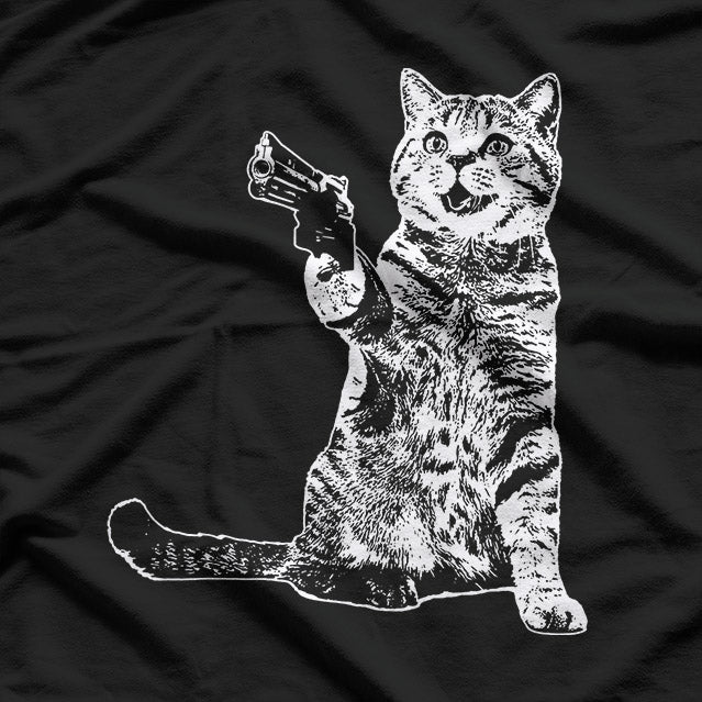 Funny Cat with Gun Sarcastic Humor T-Shirt