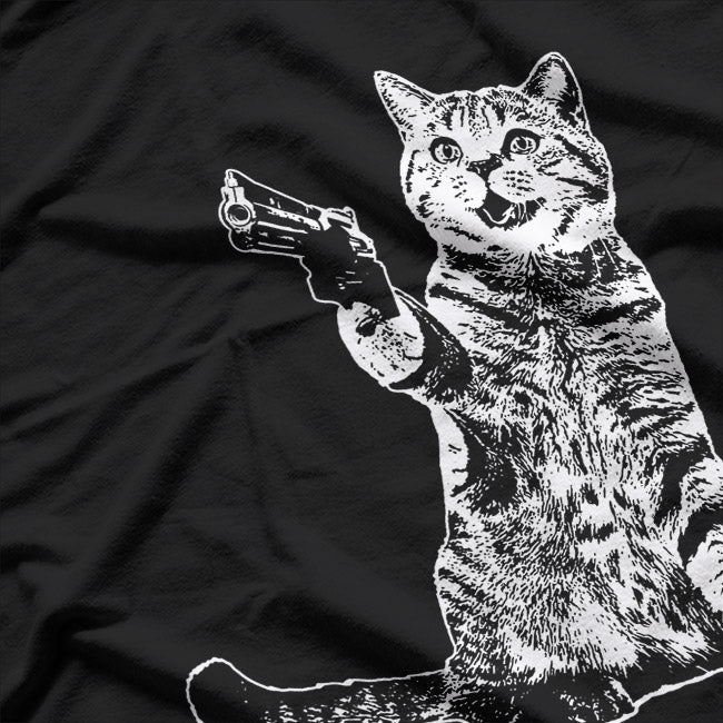 Funny Cat with Gun Sarcastic Humor T-Shirt