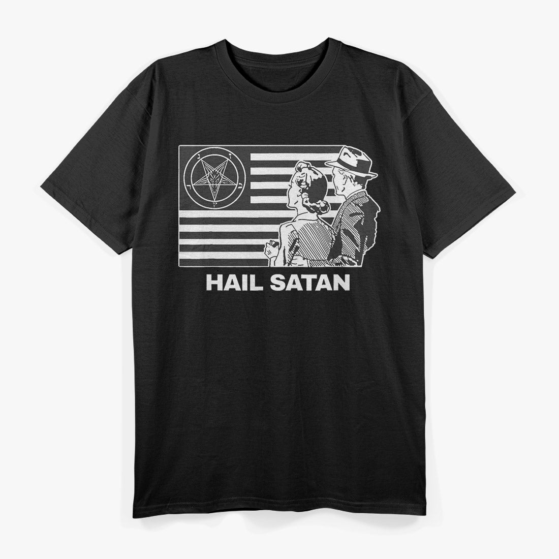 Hail Satan with Satanic Flag Dark Occult Satanism T-Shirt