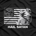 Hail Satan with Satanic Flag Dark Occult Satanism T-Shirt