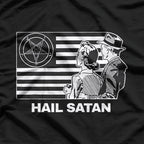 Hail Satan with Satanic Flag Dark Occult Satanism T-Shirt