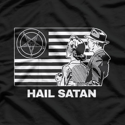 Hail Satan with Satanic Flag Dark Occult Satanism T-Shirt