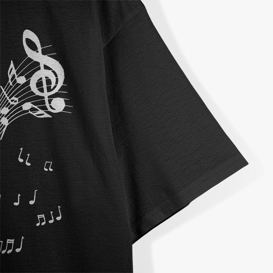 Music and Cats Lover Treble Clef Funny Cat Graphic T-Shirt