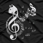 Music and Cats Lover Treble Clef Funny Cat Graphic T-Shirt
