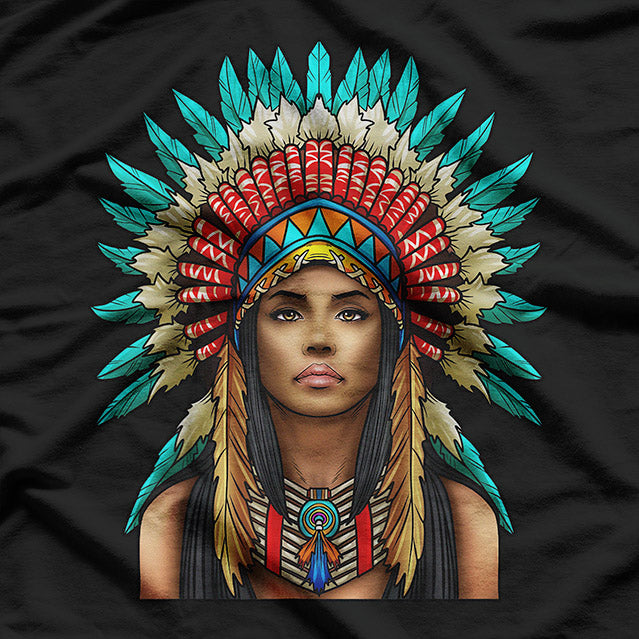 Native Woman Tribal Heritage Inspired Art Graphic T-Shirt