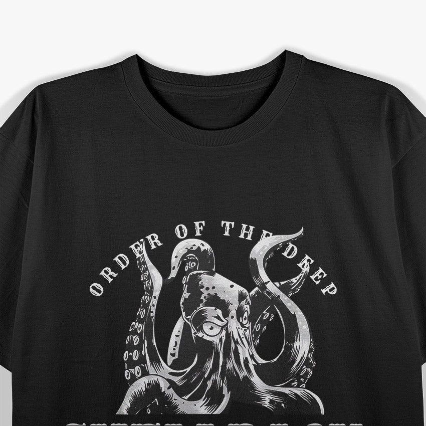 Shellback Deep Sea Serpent Navy Crossing the Line Graphic T-Shirt