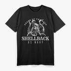 Shellback Deep Sea Serpent Navy Crossing the Line Graphic T-Shirt