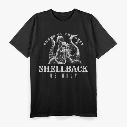 Shellback Deep Sea Serpent Navy Crossing the Line Graphic T-Shirt