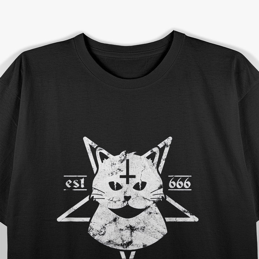 Satanic Cat Purr Evil Satan Pentagram For Atheist T-Shirt