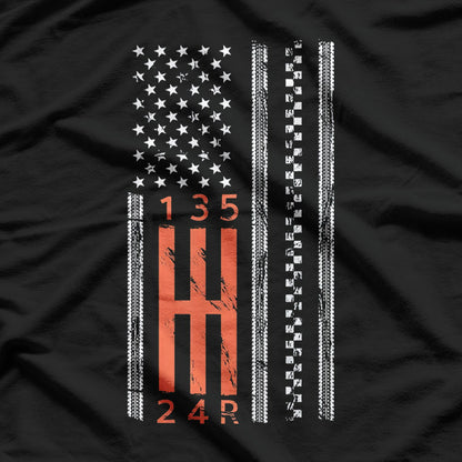 Stick Shift American Flag Manual Transmission Driver T-shirt