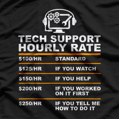 Tech Support Hourly Rate, Tech Computer Geek Gifts T-Shirt